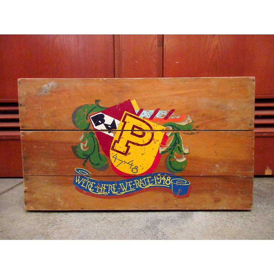 ビンテージ40's○ペイント入りウッドチェストボックス○210629j3-bxs