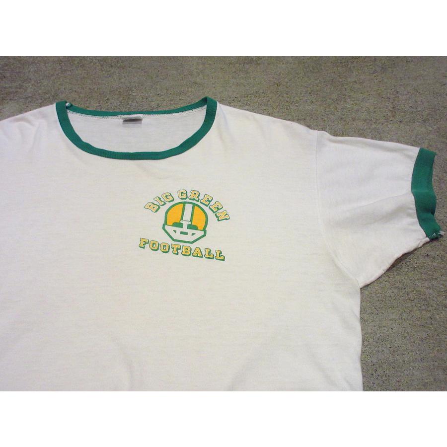 ビンテージ70's○Champion バータグ フットボールプリントリンガーT