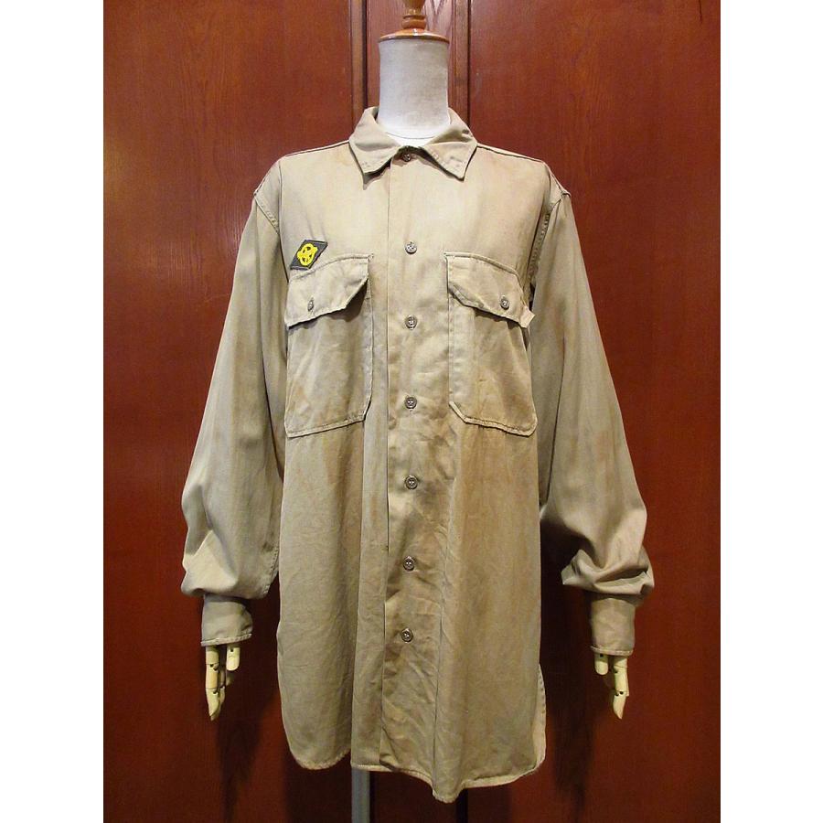 ビンテージ40's○U.S.ARMY ガスフラップ付き長袖チノシャツ 15 1/2