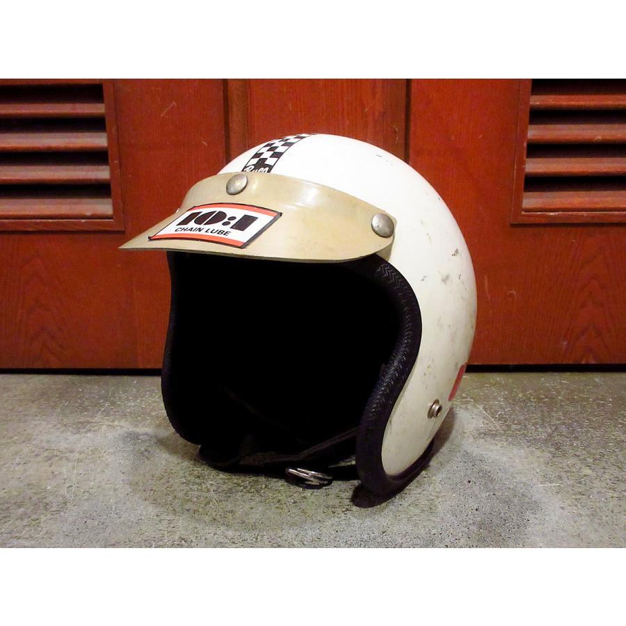 ビンテージ70's○Buco ENDURO ジェットヘルメット白 チェッカー 