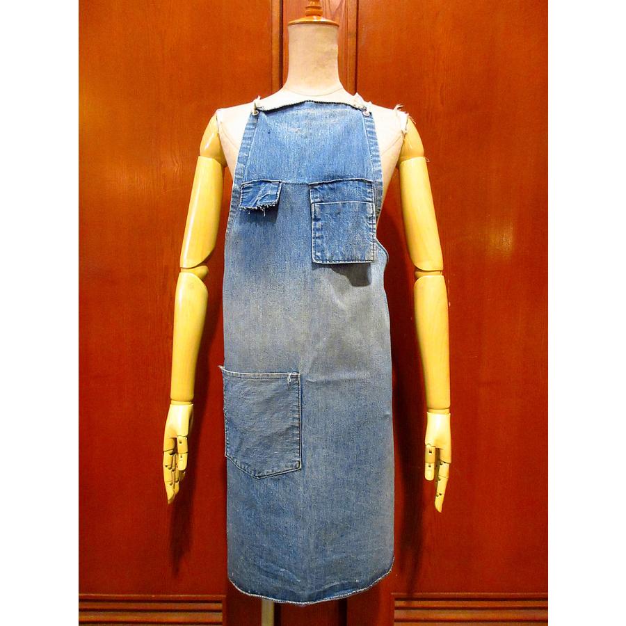 ビンテージ~70's○デニムワークエプロン○210826j5-apr ファッション