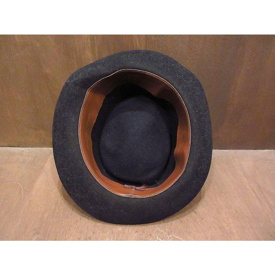 50s 60s ハット　黒　58センチ　ヴィンテージ ビンテージ50's60's○PORTIS羽根飾り付きポークパイハット黒size 7 1/4