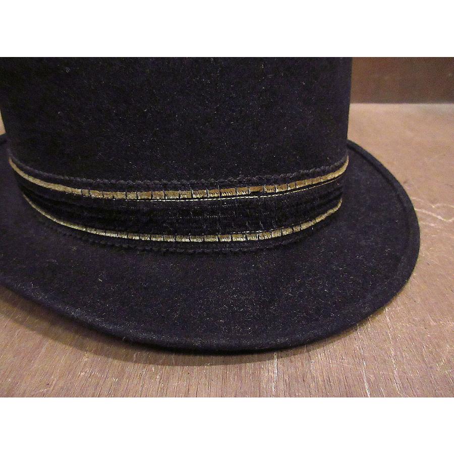 50s 60s ハット　黒　58センチ　ヴィンテージ ビンテージ50's60's○PORTIS羽根飾り付きポークパイハット黒size 7 1/4