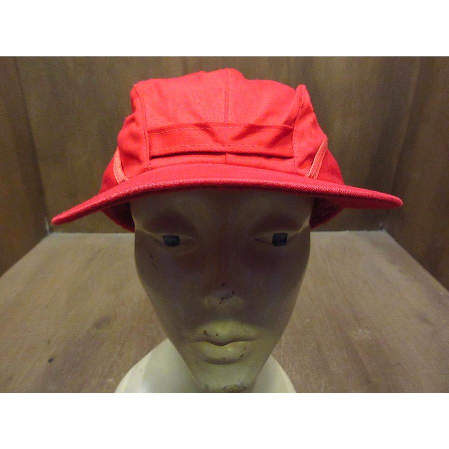 ビンテージ~70's○耳当て付きコットンワークキャップ赤7 1/8○211004i2