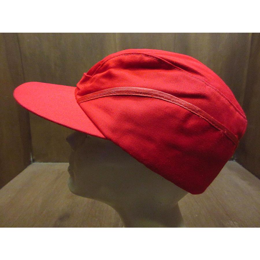 ビンテージ~70's○耳当て付きコットンワークキャップ赤7 1/8○211004i2