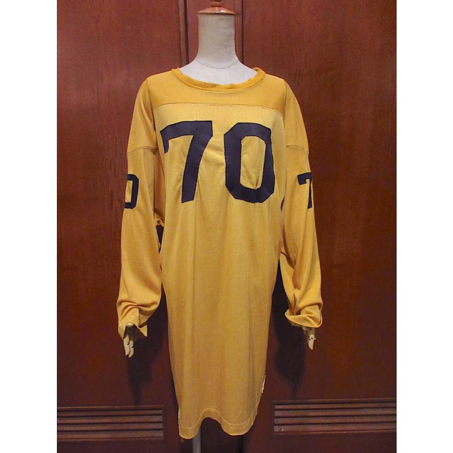 ビンテージ70's○ChampionタタキタグフットボールTシャツ黄size 48