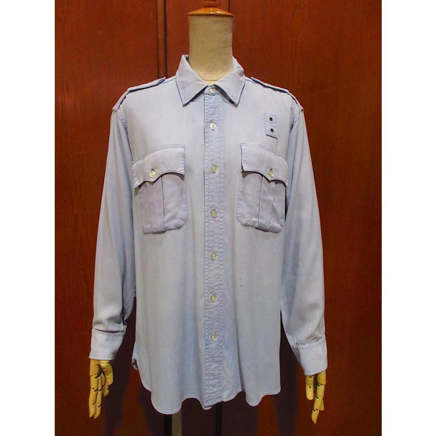 Elbeco 50s レーヨンシャツ ビンテージ50's○Elbecoマチ付きレーヨンユニフォームシャツ水色size