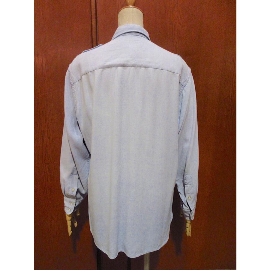 ビンテージ50's○Elbecoマチ付きレーヨンユニフォームシャツ水色size