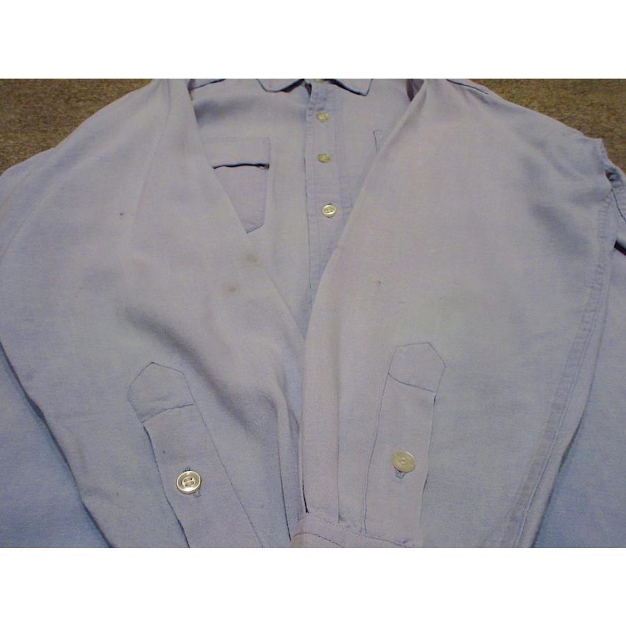 Elbeco 50s レーヨンシャツ ビンテージ50's○Elbecoマチ付きレーヨンユニフォームシャツ水色size