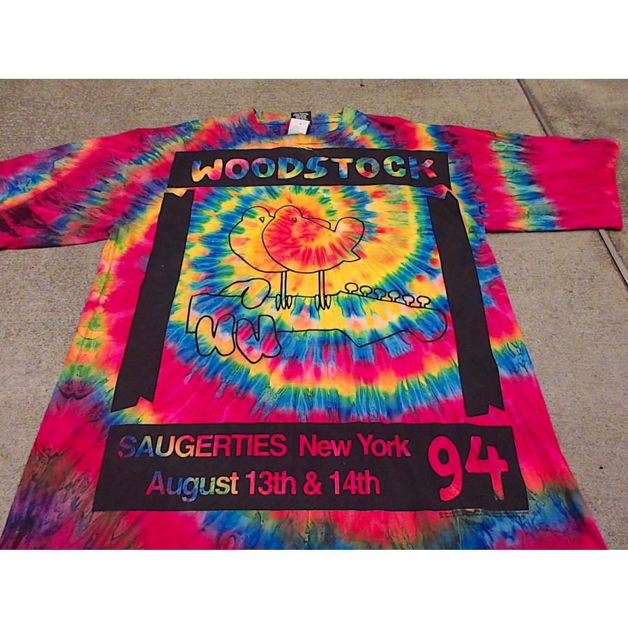 ビンテージ90's○DEADSTOCK WOODSTOCKコットンタイダイTシャツ