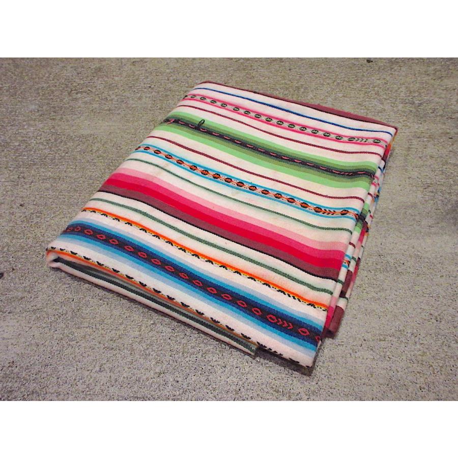 ビンテージ~70's○メキシカンラグsize 113cm×101cm○211018r9-rug