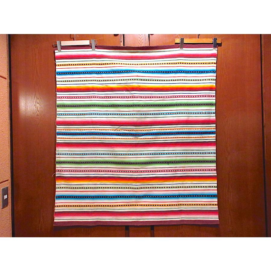 ビンテージ~70's○メキシカンラグsize 113cm×101cm○211018r9-rug