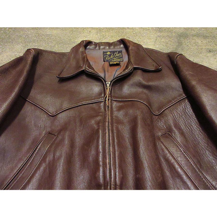 ト*ム様 Rich Sher ホースハイド カーコートジャケット 50's〜 馬 ビンテージ50's○Rich-Sherホースハイドカーコート茶○211025k5-m-jk