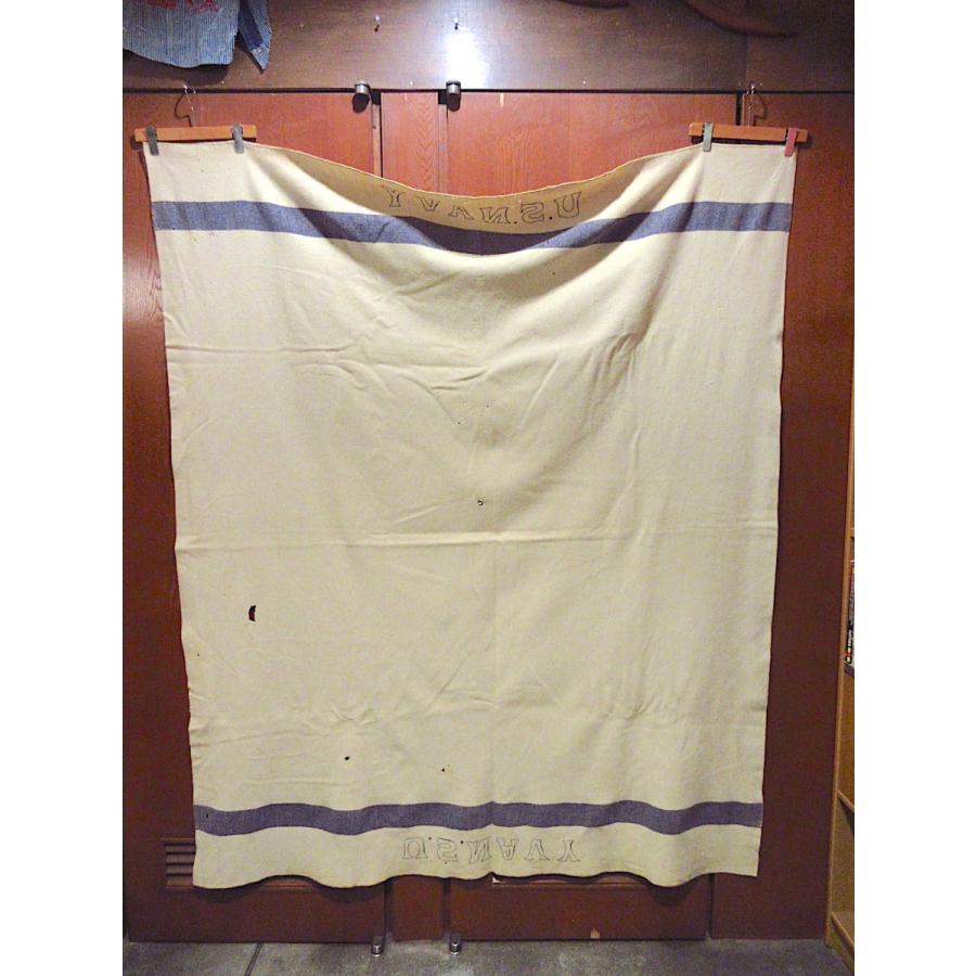 ビンテージ40's50's○U.S.NAVYウールブランケットsize 191cm×164cm
