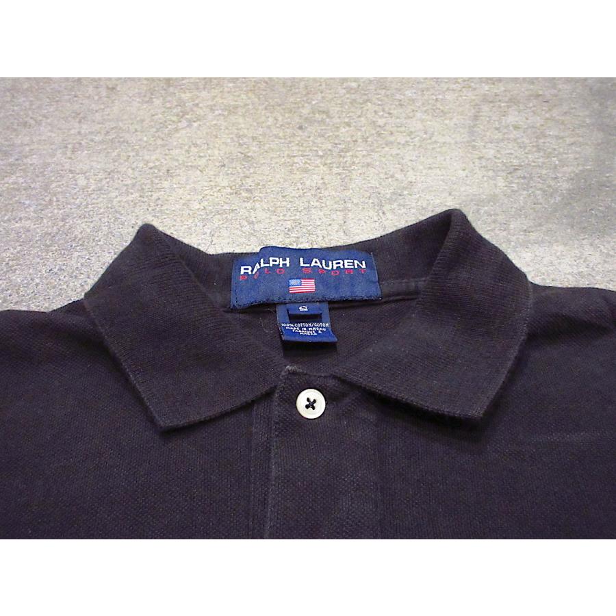 ビンテージ90's○RALPH LAUREN POLO SPORTコットン長袖ポロシャツ黒