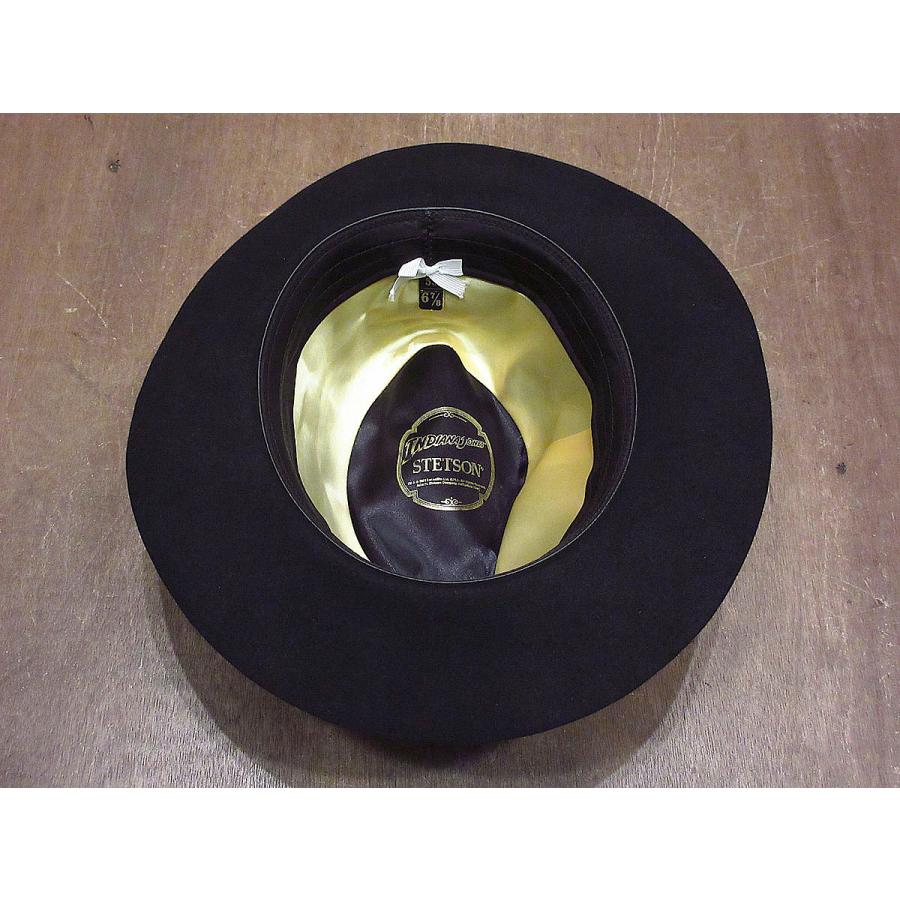 ビンテージ80's○STETSON INDIANA JONESフェドラハット黒6 7/8