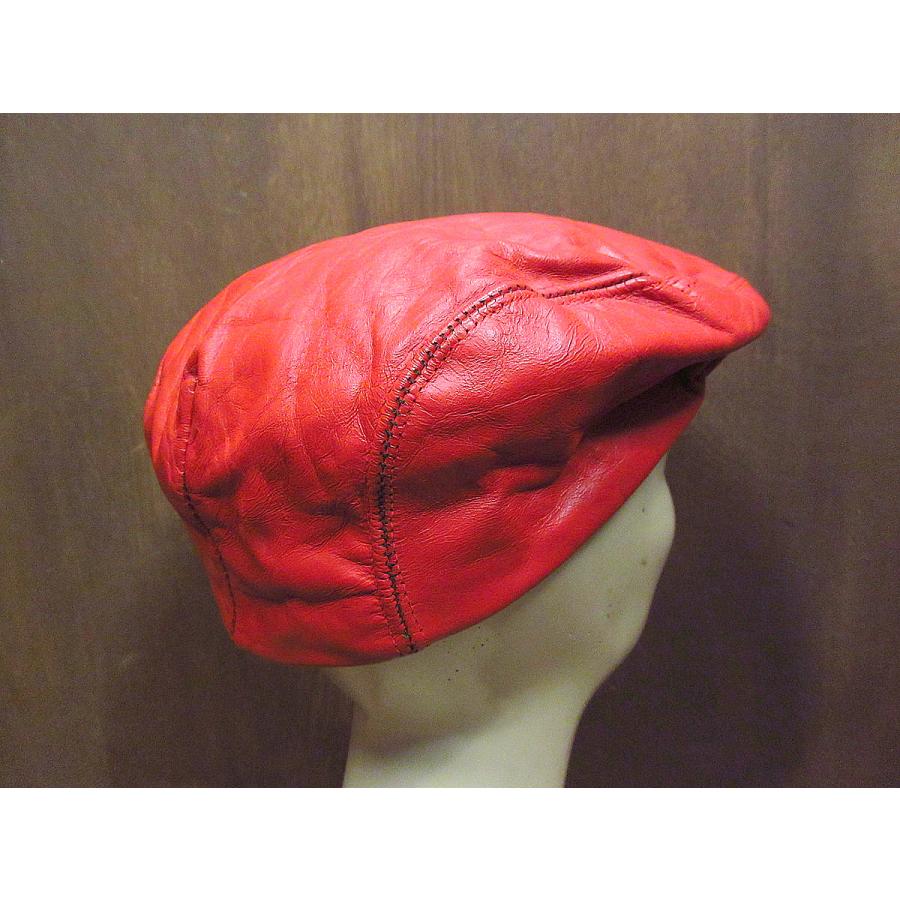 ビンテージ70's○レザーハンチング帽赤size M○220105s5-m-cp-htg