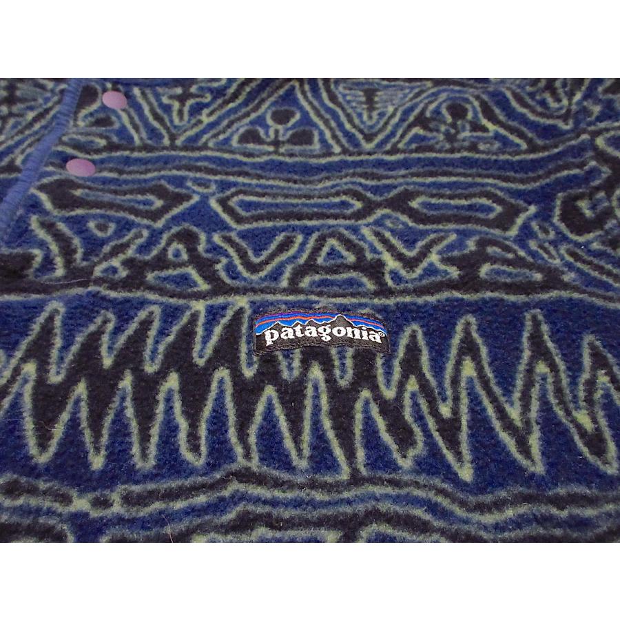 ビンテージ90's○Patagonia SYNCHILLA総柄フリーススナップTsize M