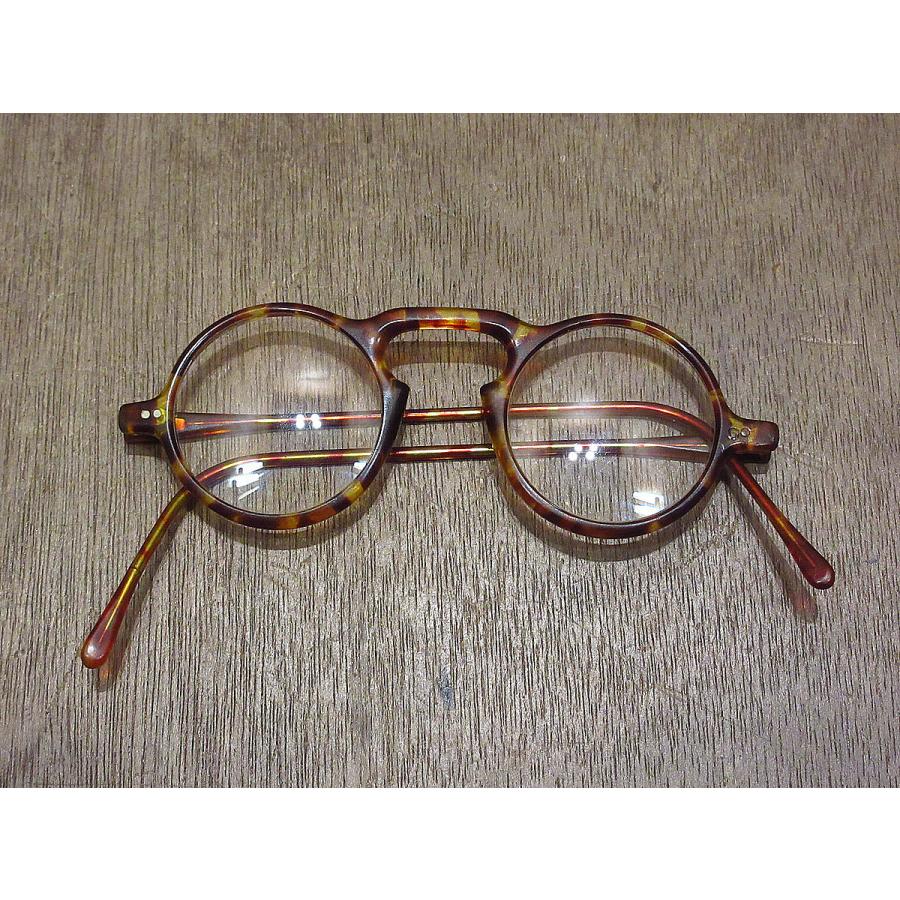 ビンテージ20's30's○べっ甲柄サイドマウントラウンド眼鏡○220207i4