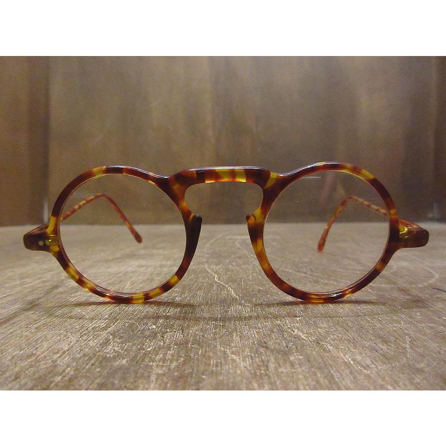 当時物　本鼈甲　ヴィンテージ　丸メガネ ビンテージ20's30's○べっ甲柄サイドマウントラウンド眼鏡○220207i4