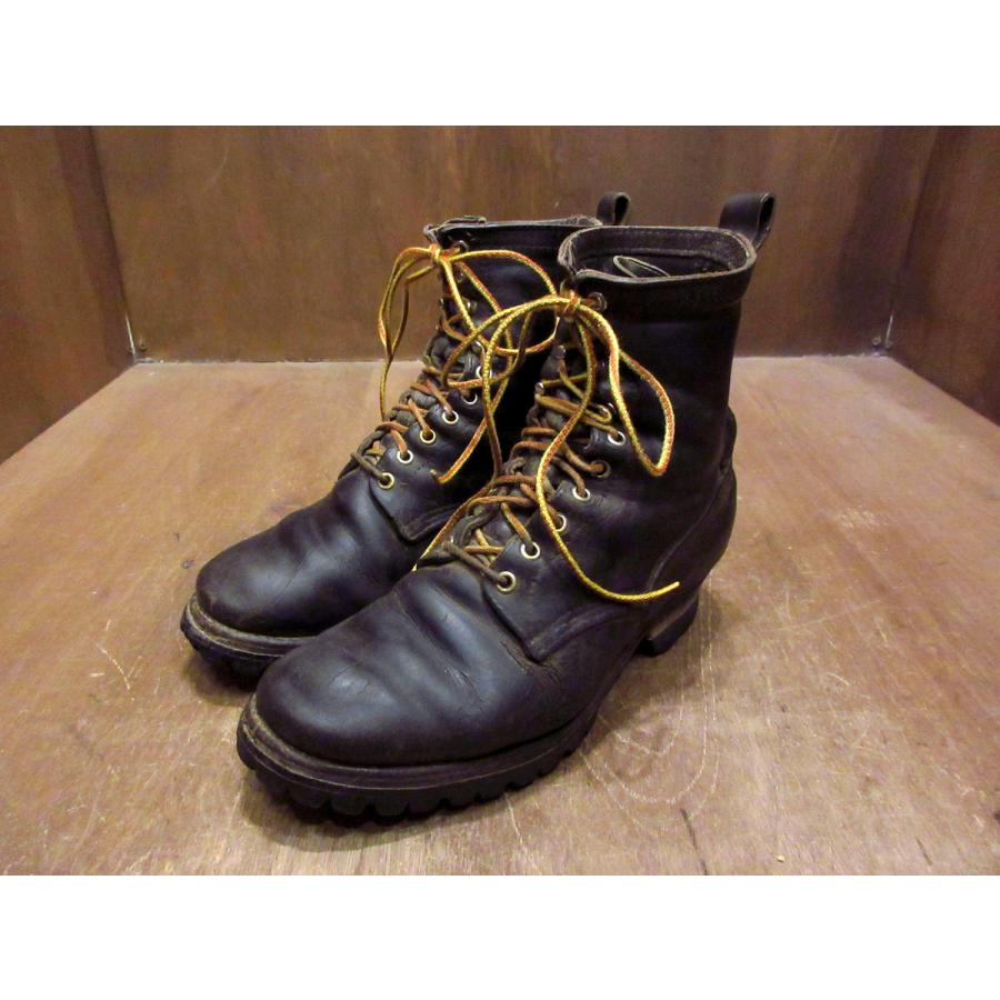 ビンテージ80's○RED WINGプリント羽根タグレザーワークブーツ ビンテージ80's○RED WINGプリント羽根タグレザーワークブーツ