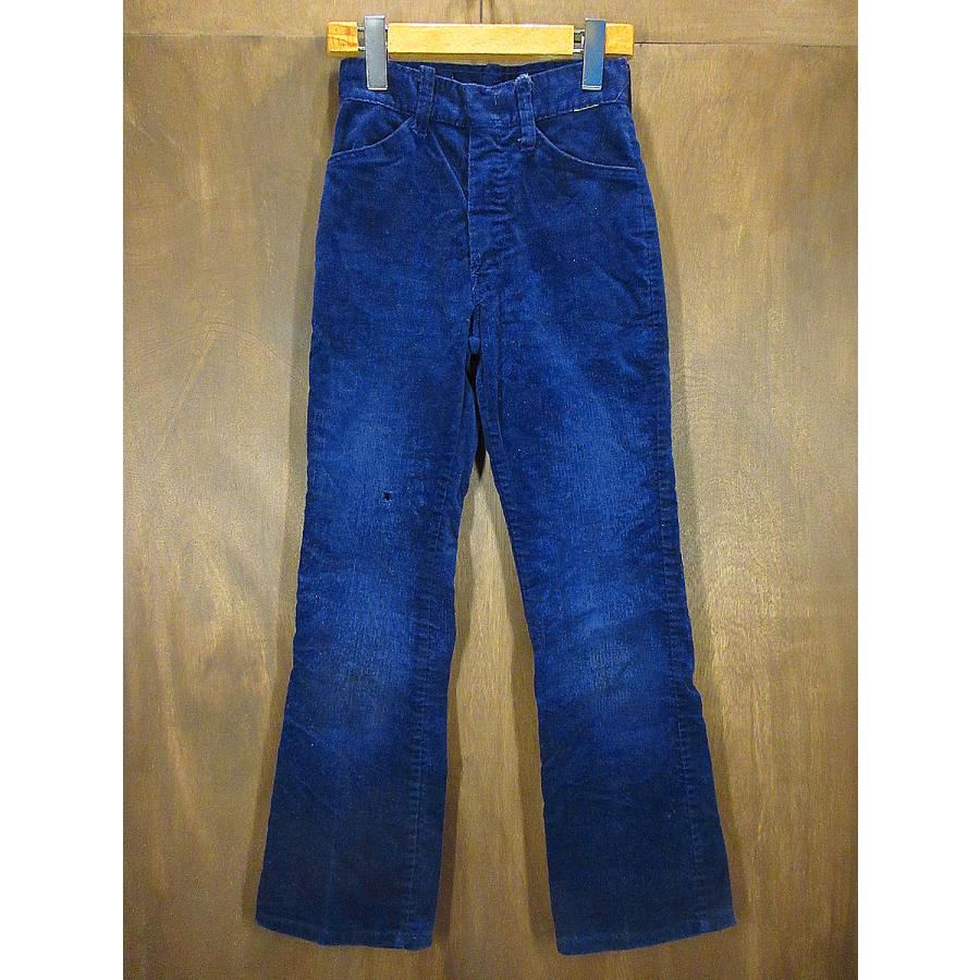 ビンテージ70's○MANNキッズコーデュロイフレアパンツ紺実寸W58cm