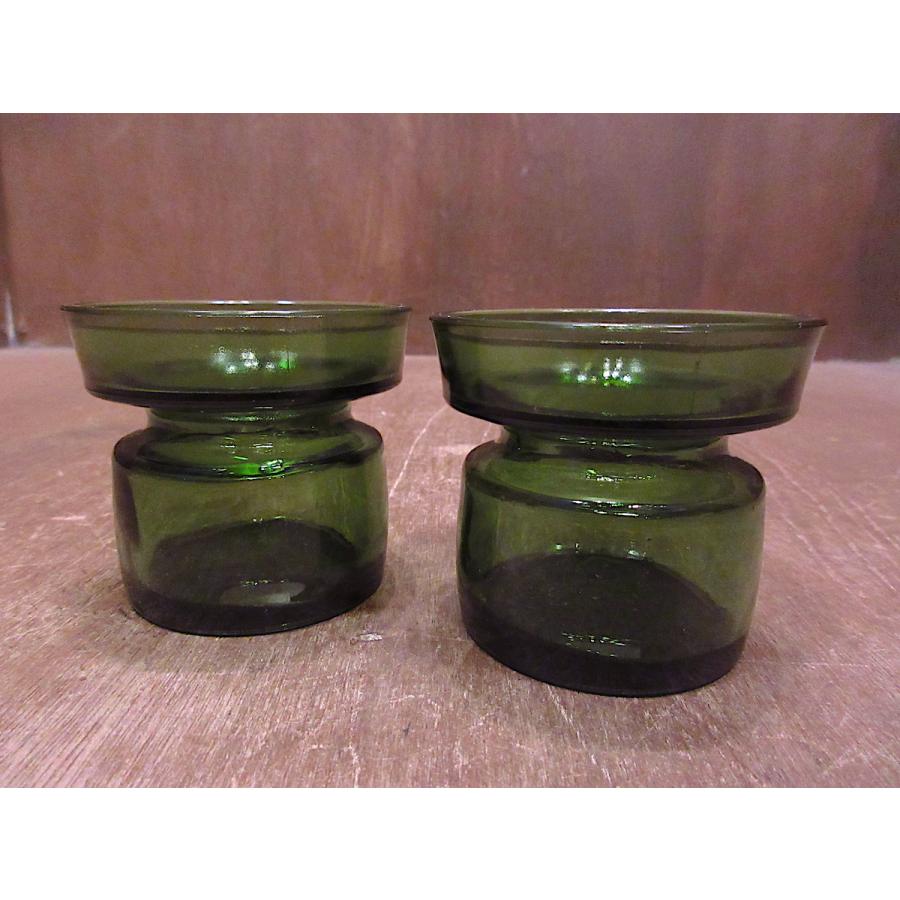 ビンテージ○DANSKガラスキャンドルホルダー緑2点セット○220313i8