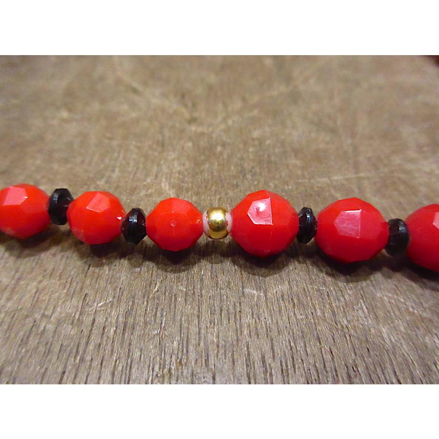 ビンテージ○ビーズネックレス赤×黒○220327i6-ncl レトロレディース