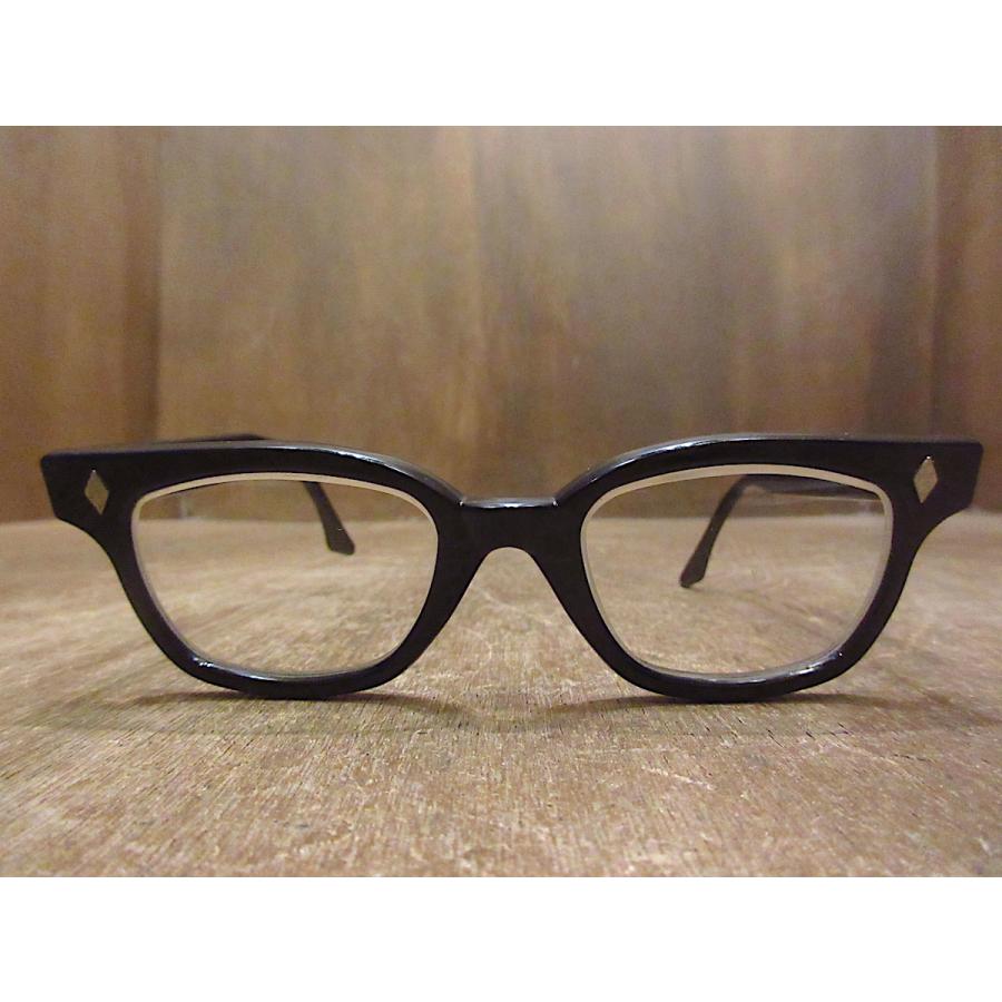 ビンテージ50's60's○Crissウェリントン眼鏡黒○220405i3-eygls