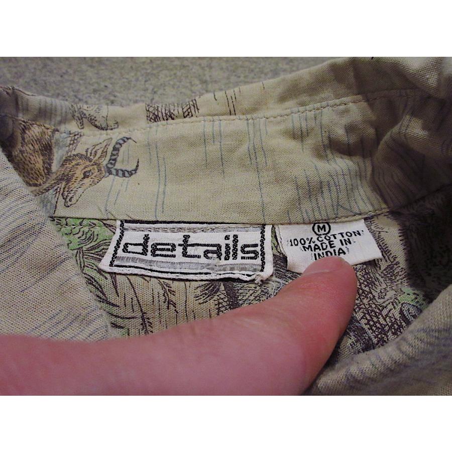 ビンテージ80's○detailsレディースインド綿ヤギ総柄シャツsize M