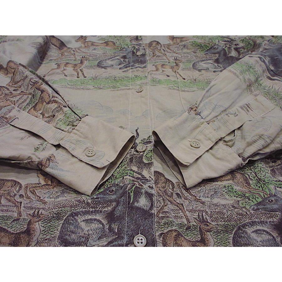 ビンテージ80's○detailsレディースインド綿ヤギ総柄シャツsize M
