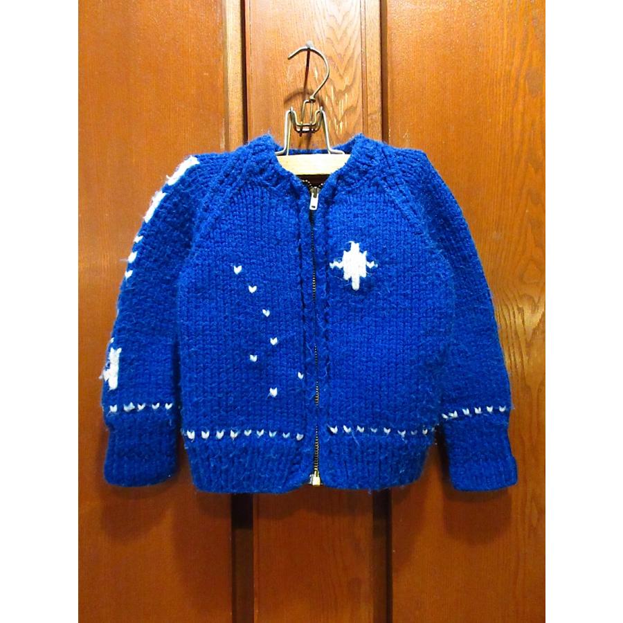 ビンテージ60's70's○キッズホッキョクグマカウチンセーター青