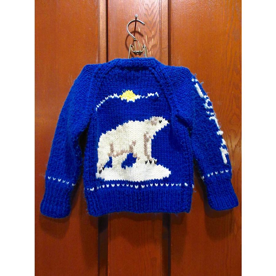 ビンテージ60's70's○キッズホッキョクグマカウチンセーター青