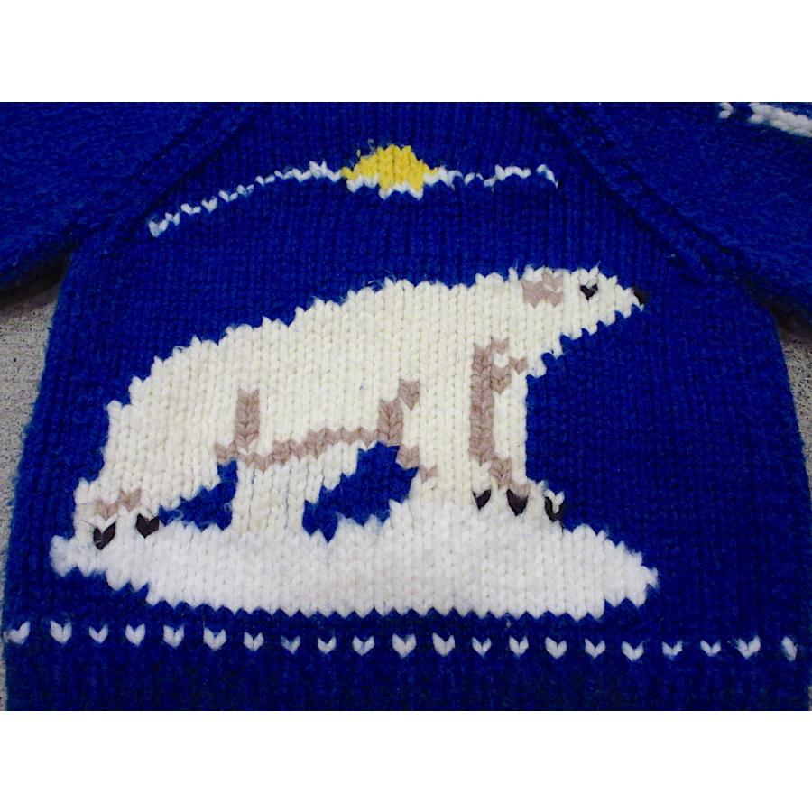 ビンテージ60's70's○キッズホッキョクグマカウチンセーター青