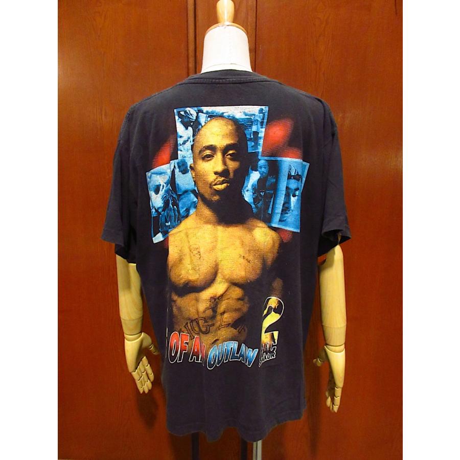 ビンテージ90's●2PAC両面プリントコットンTシャツ黒XL●220531i1-m-tsh-bn 1990sラッパー2パックMAKAVELI｜cozyvintage｜02