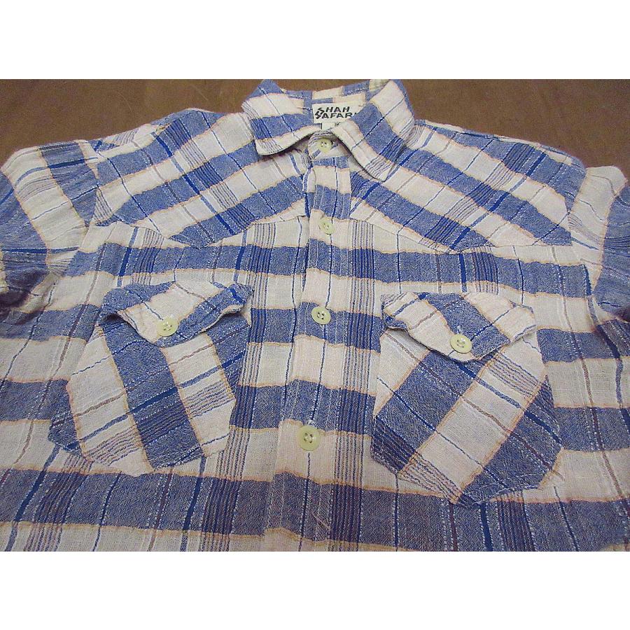 ビンテージ70's80's○SHAH SAFARIインド綿チェックウエスタンヨーク