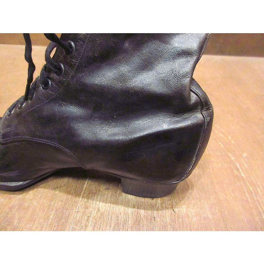 ビンテージ-30's○レディースキャップトゥレースアップブーツ黒size 3