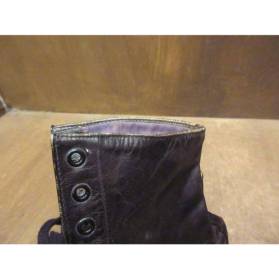 ビンテージ-30's○レディースキャップトゥレースアップブーツ黒size 3