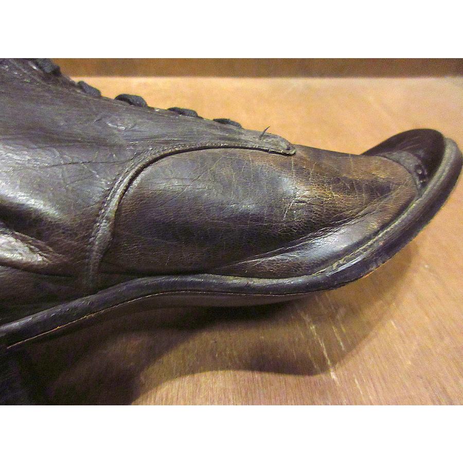 ビンテージ-30's○レディースキャップトゥレースアップブーツ黒size 3