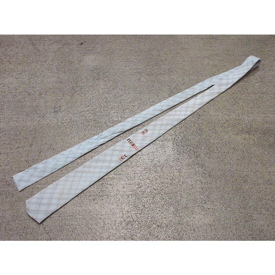 ビンテージ50's○Hollyvogue刺繍入りチェックウールスクエアタイ水色