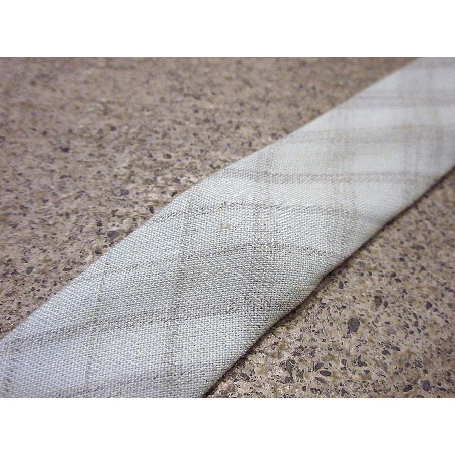 ビンテージ50's○Hollyvogue刺繍入りチェックウールスクエアタイ水色