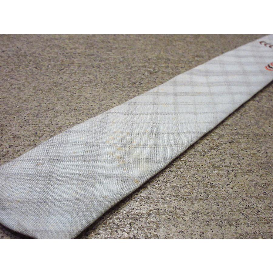 ビンテージ50's○Hollyvogue刺繍入りチェックウールスクエアタイ水色