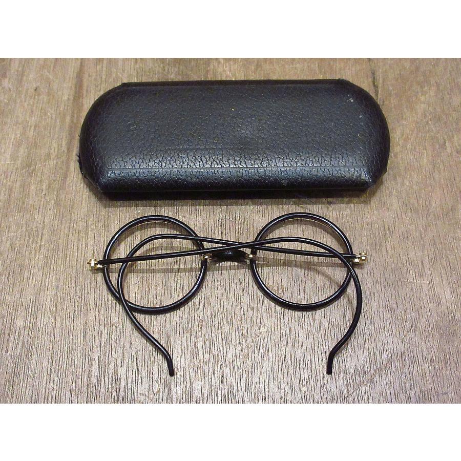 アンティーク 未使用 セル巻 一山 黒縁 丸眼鏡 昭和 レトロ ヴィンテージ ❶ アンティーク 当時物 未使用品 一山 丸眼鏡 昭和 レトロ ヴィンテージ