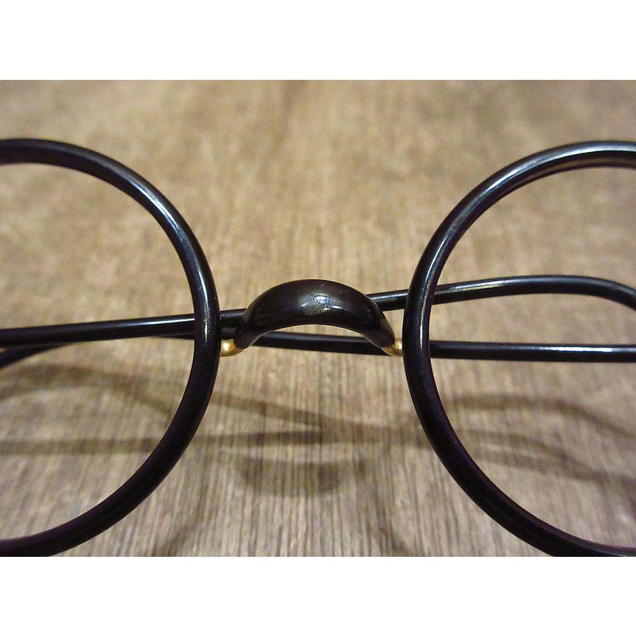 ビンテージ20's30's○ケース付きセル巻きラウンド眼鏡黒○220626i7