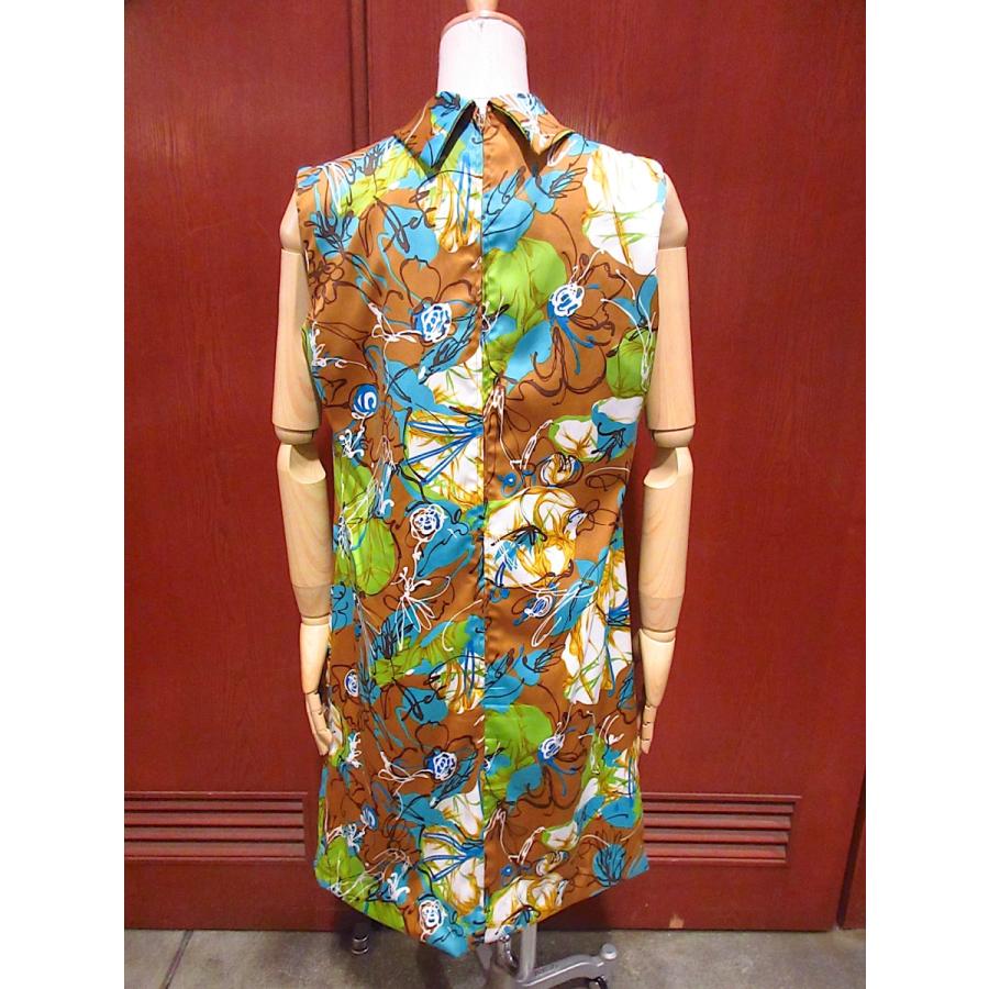 ビンテージ70's○レトロフラワー総柄ノースリーブワンピース○220721r6