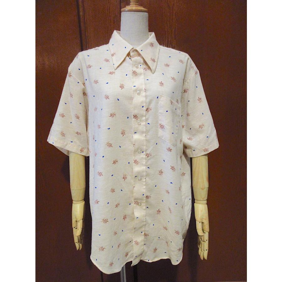 ビンテージ70's○JCPenneyペイズリー×リーフ総柄半袖シャツsize 17