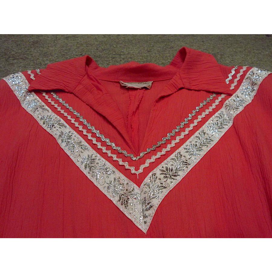 ビンテージ50's○コットン半袖ウエスタンワンピースピンク○220726c1-w