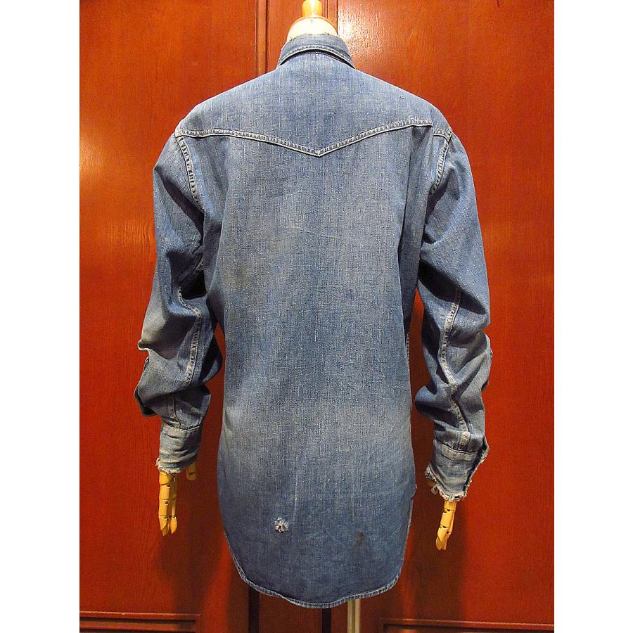 ビンテージ50's○Levi'sショートホーンデニムウエスタンシャツ