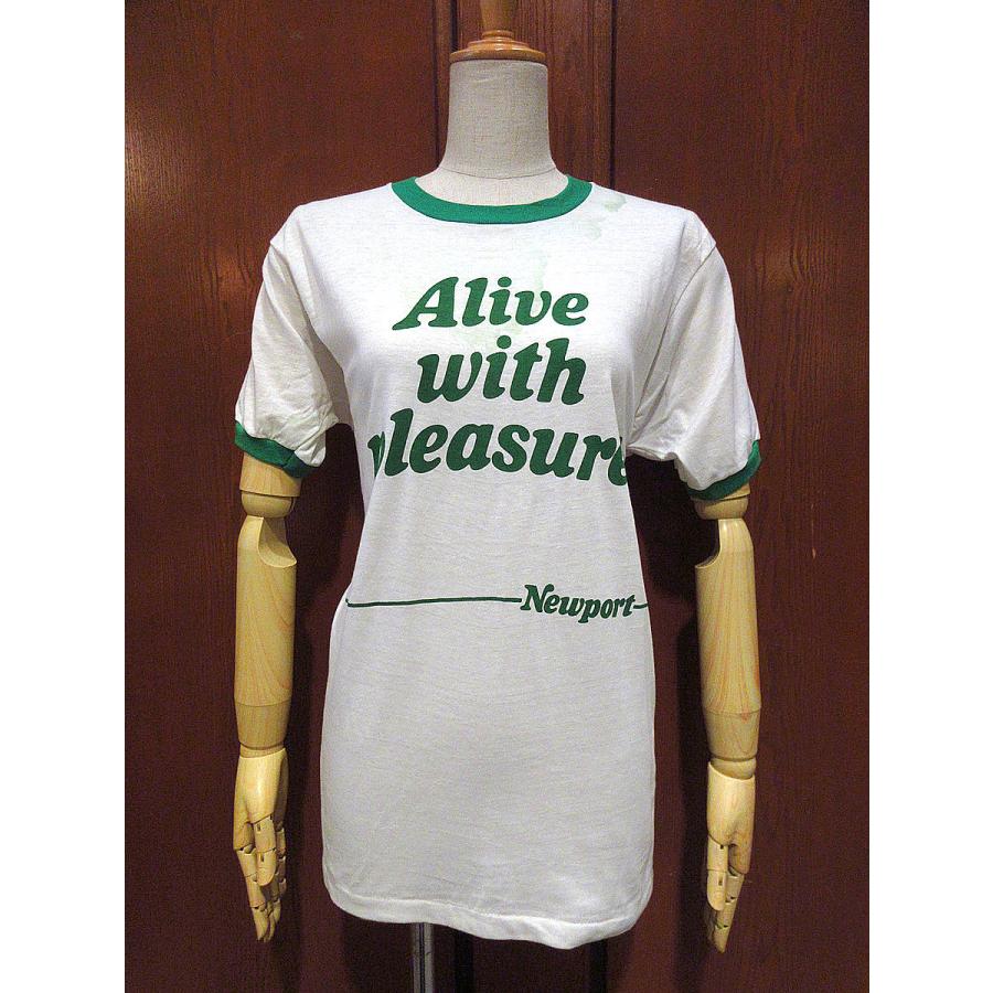 ビンテージ80's○DEADSTOCK alive with pleasure! NewportリンガーT