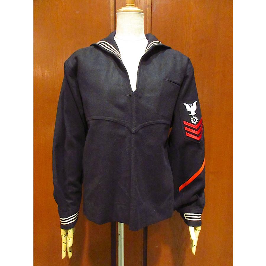 ビンテージ50's○U.S.NAVYウールセーラーシャツ濃紺size 44R○221023r1